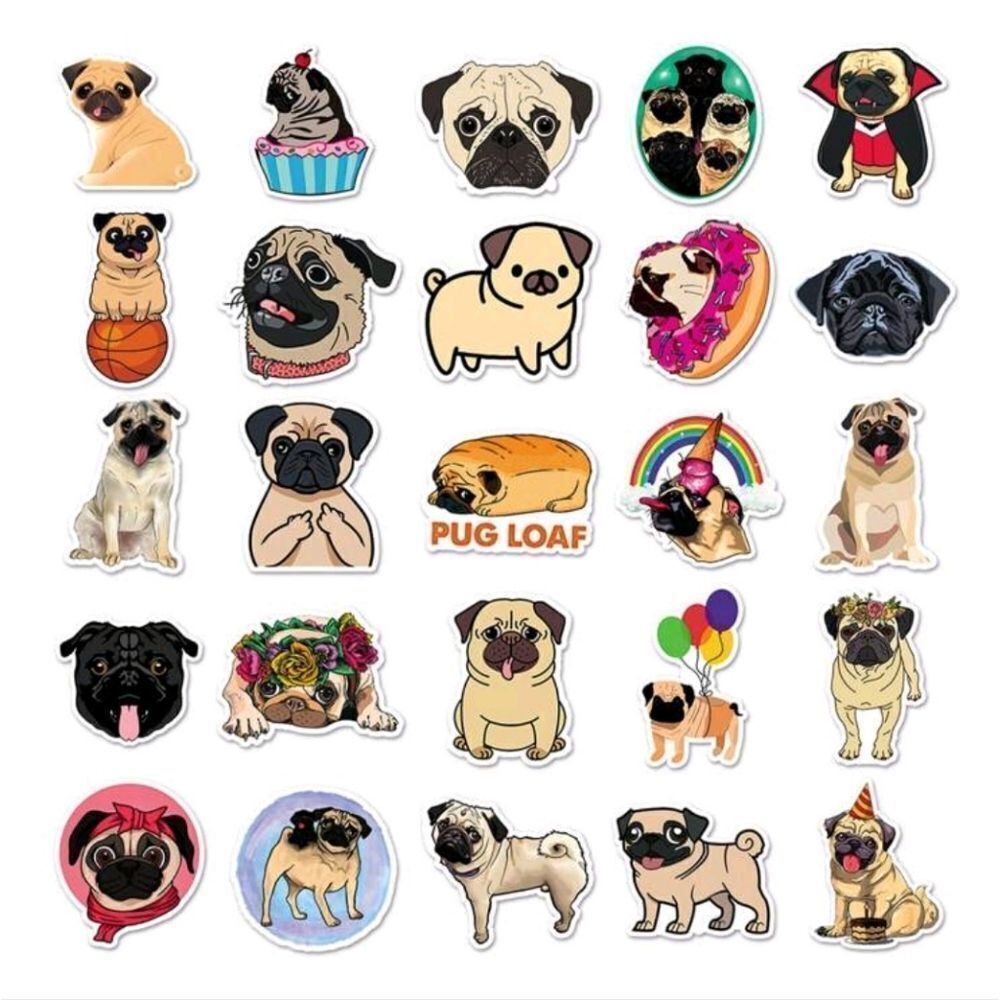 Cartoon Pug Dog Stickers - Picture 2 of 8